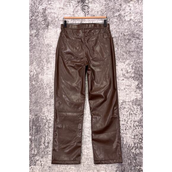Abercrombie & Fitch Pants 28 / 6S Womens 90s Straight Brown Faux Leather - Picture 2 of 7